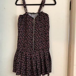 Hesperus Dress Black Floral Corset Back Buckle Straps | XL